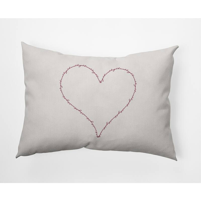 Hugs and Kisses Heart Valentine's Day Decorative Indoor/Outdoor Pillow - 14" x 20" - Magenta