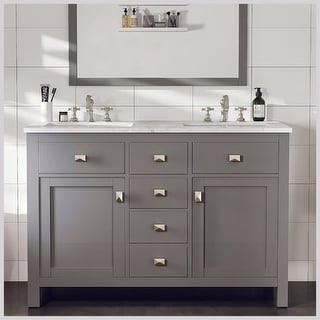Artemis 48" Gray DS Bath Vanity with Carrara Style Man-Made Stone Top - 48