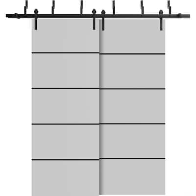 Barn Bypass Doors 72 x 80 Planum 0015 Grey Matte with Sturdy 6.6ft