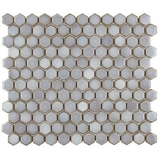 Hex Gloss Moss Porcelain Mosaic Wall and Floor Tile - 1 in. Hex Gloss Moss Porcelain Mosaic Wall and Floor Tile - 1 in.