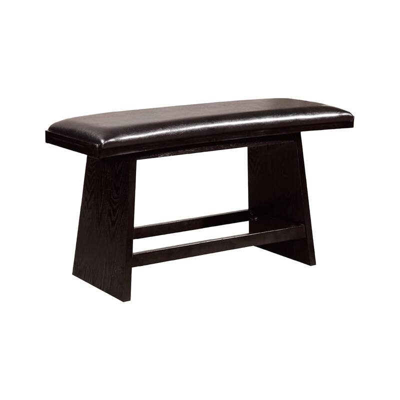 Leya 7pc Counter Table and Chair Set, Black Faux Leather, Solid Wood