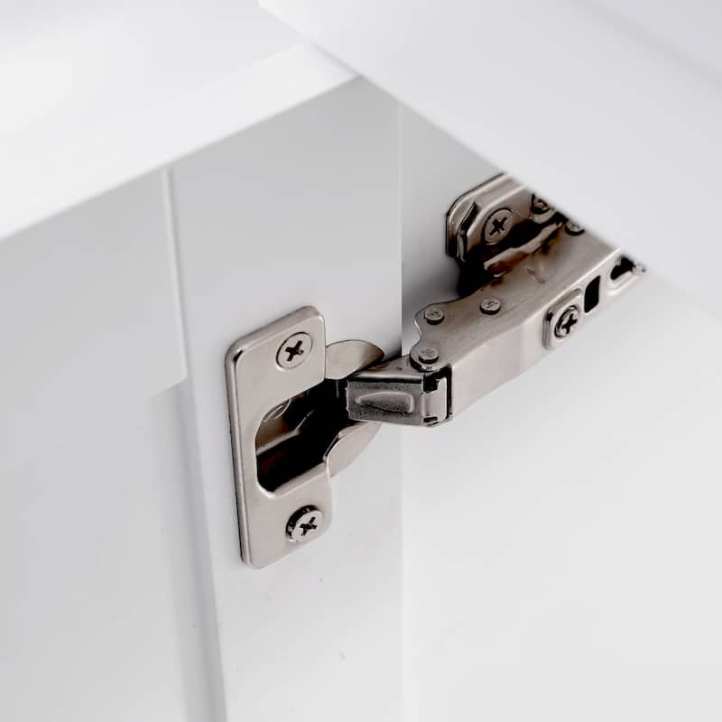 Bathroom Vanity with Ceramic Sink, Free-Standing Wooden Bathroom Cabinet, Storage Cabinet with 4 Drawers & 2 Soft Closing Doors