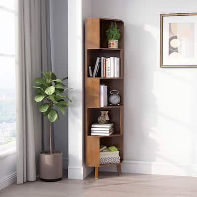 Tall Corner Bookcase, Corner Shelf, Multifunctional Bookshelf