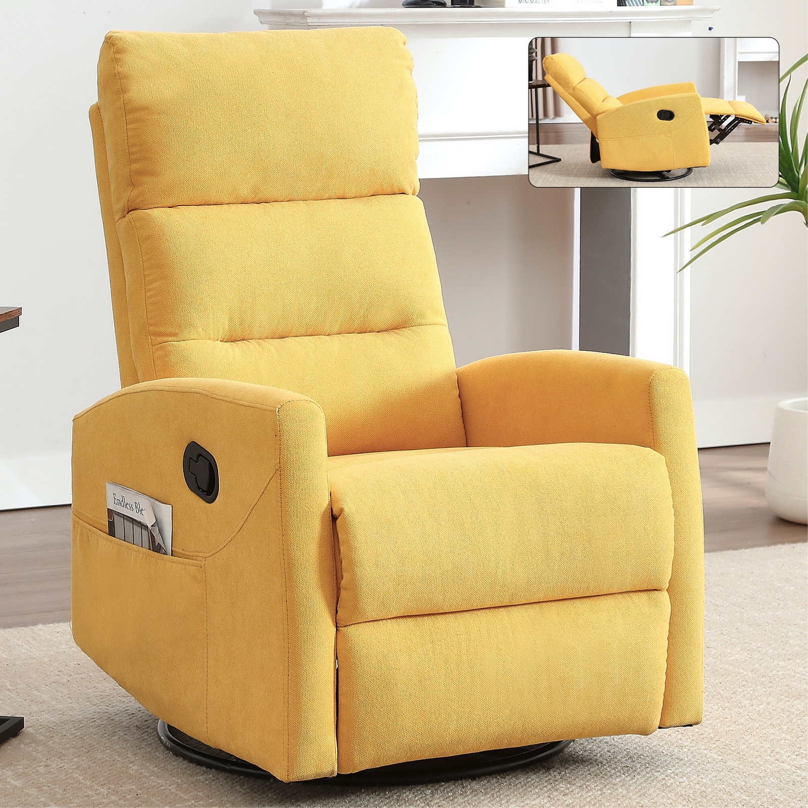 360° Swivel Rocking Recliner Chair in Polyester for Living Room