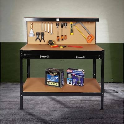 55" Steel Work Bench Workshop Drawer and Peg Board