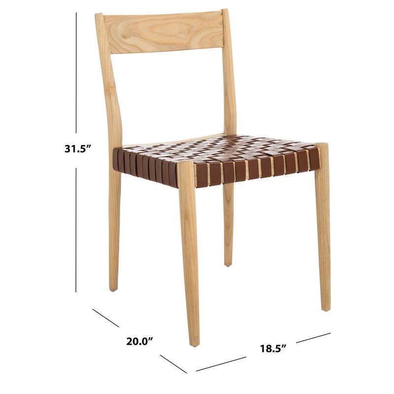 SAFAVIEH Myrle Leather Dining Room Chair (Set of 2) - 18.5" W x 20" L x 31.5" H - 19Wx20Dx32H