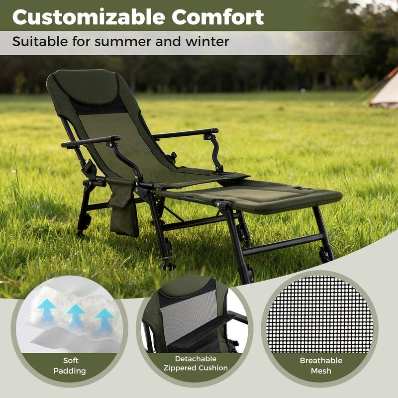 Gymax Oversized Foldable Fishing Chair for Adults Camping Chair w/
