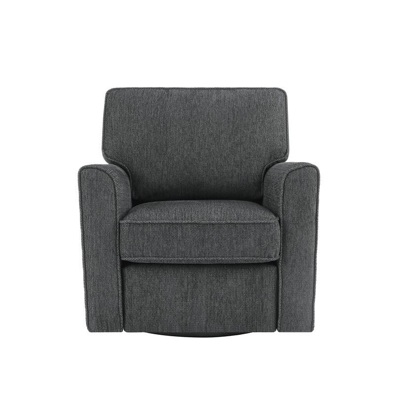 360 Degree Swivel Chair for Living Room, Swivel Accent Chair with Armrest, Chenille Sofa Chair with Side Pockets