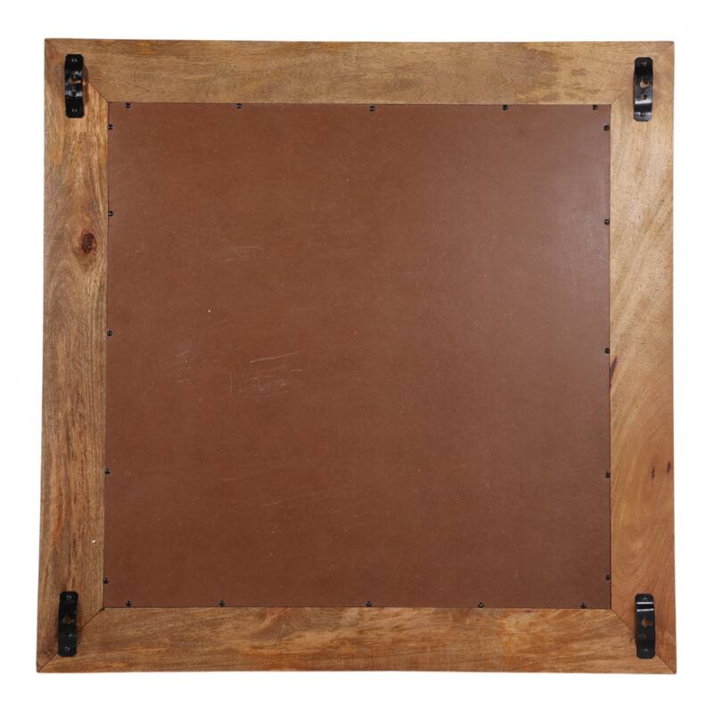 Wood Wall Mirror Casual Square Woven Ribbed Detailing - 40" Brown - 40" x 3.5" x 40"