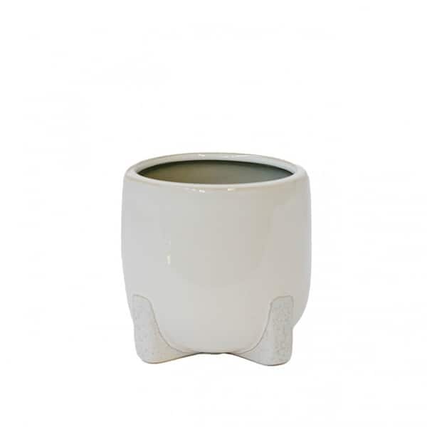 White Ceramic With Speckled Feet Planter - Bed Bath & Beyond - 42288032