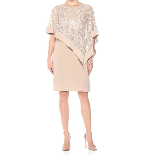 r & m richards sequined cape sheath dress