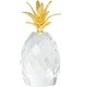 preview thumbnail 3 of 8, Clear Crystal Faceted Pineapple Fruit Decorative Sculpture with Gold Leaves (Set of 3)