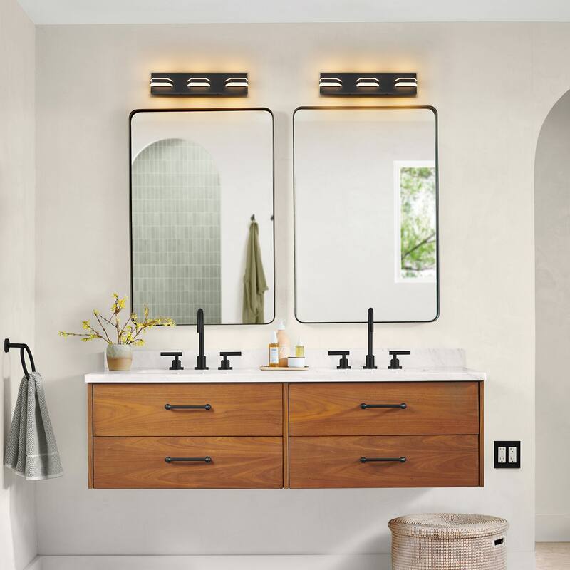 3-Light Modern Rectangular Dimmable LED Bathroom Vanity Light