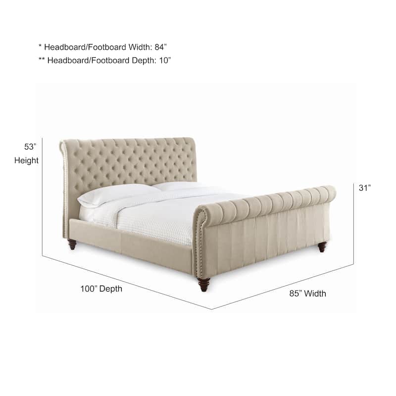Steve Silver Sawyer Tufted Bed - Beige - King