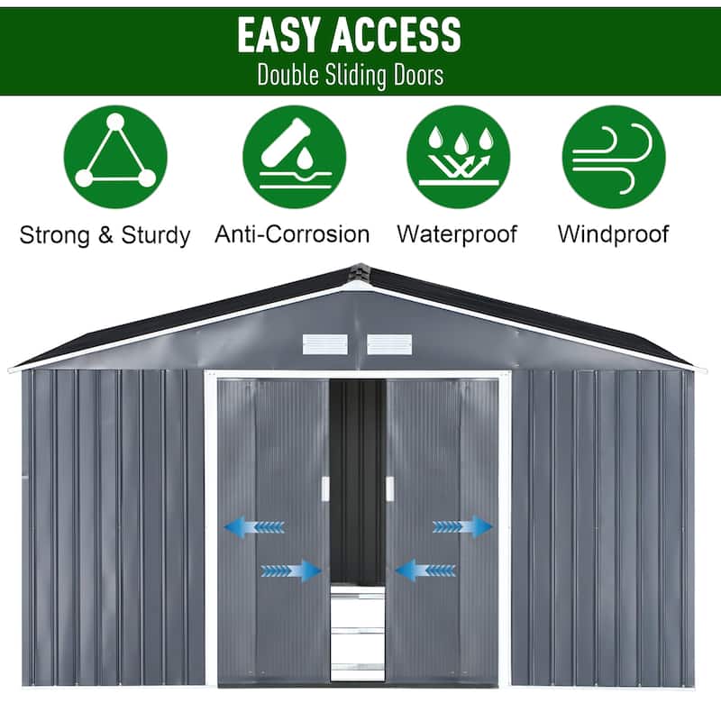 Outsunny 11' x 9' Dark Grey Metal Garden Shed