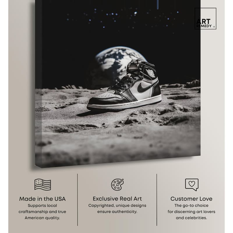 Moon Kicks Canvas by Art Remedy, Gallery Wrapped