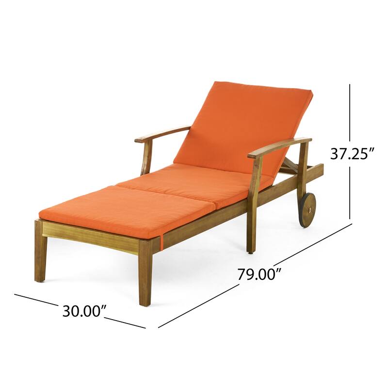 Perla Outdoor Acacia Wood 3 Piece Chaise Lounge Set with Water-Resistant Cushions by Christopher Knight Home