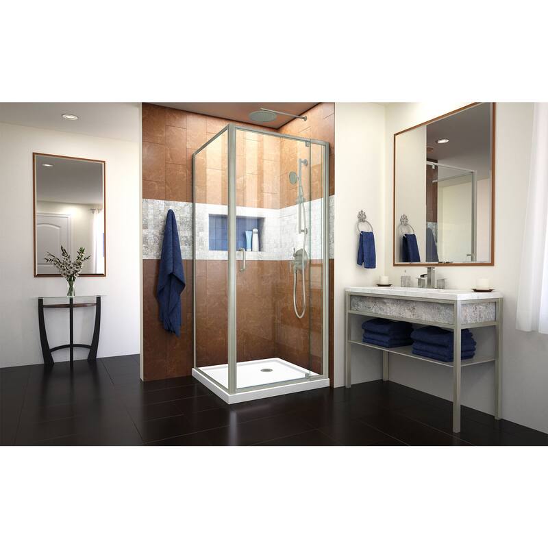 DreamLine Flex 32 in. D x 32 in. W x 74 3/4 in. H Pivot Shower Enclosure and Shower Base Kit - 32" x 32" - 32" x 32"