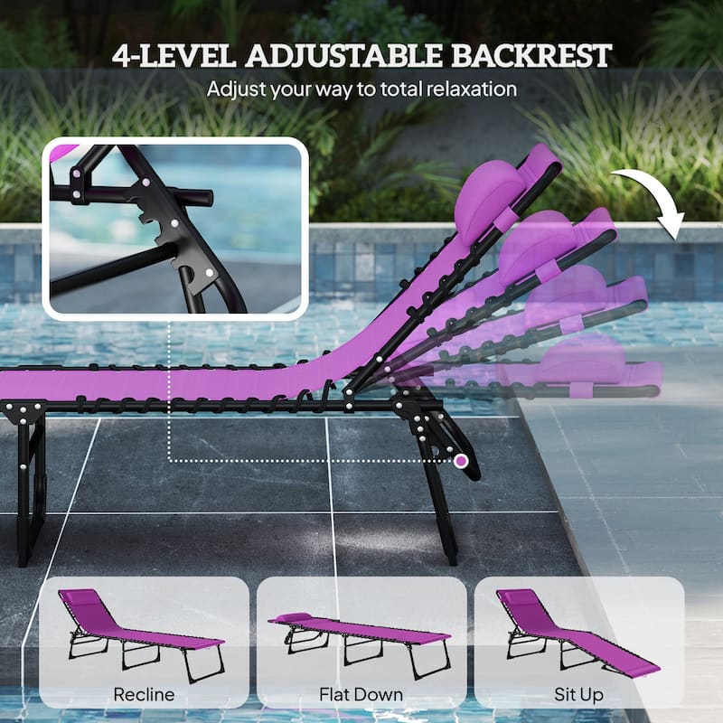 Outsunny 2 Folding Chaise Lounge Pool Chair Set, Patio Sun Tanning Chairs, Outdoor Lounge Chairs