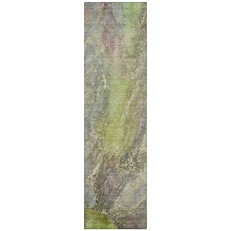Machine Washable Indoor/ Outdoor Abstract Watercolor Chantille Rug