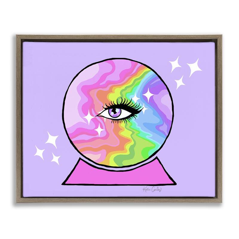 Stupell Mystical Crystal Ball Eye Framed Floater Canvas Wall Art Design By Katie Conley - 31 x 25 - Brown