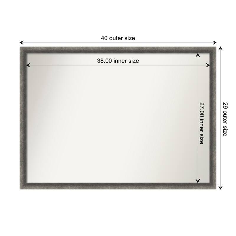 Burnished Concrete Narrow Non-Beveled Wood Framed Bathroom Vanity Wall Mirror - Burnished Concrete Narrow - Glass Size 38x27