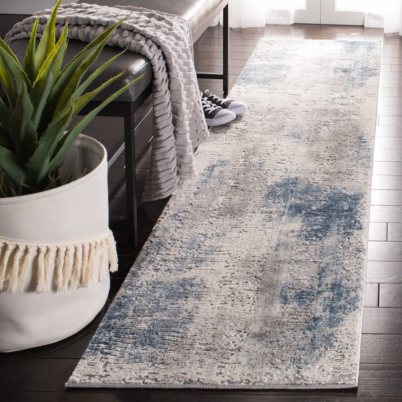 SAFAVIEH Invista Gwenda Modern Contemporary Abstract Textured Rug - 2' x 8' Runner - Grey/Ivory