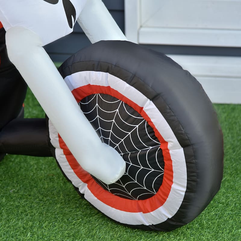 HomCom 7.5' Light-Up Grim Reaper Halloween Decoration Skeleton Inflatable