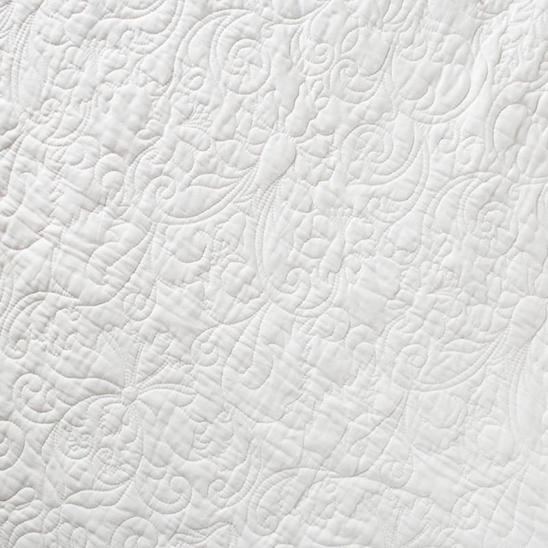 Laura Ashley Heirloom Crochet Cotton Reversible White Quilt Set