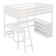 preview thumbnail 28 of 55, Full Size Wooden Loft Bed with Desk and Shelves, Space-Saving Design