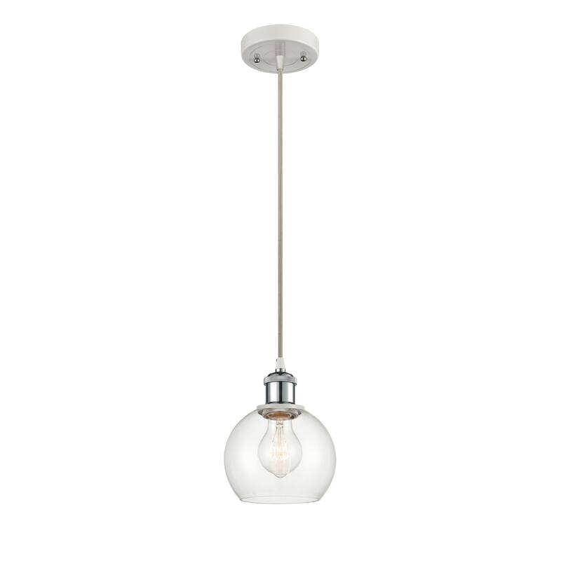 Innovations Lighting Ballston Athens 1 Light 6" Cord Hung Mini Pendant - Clear/White and Polished Chrome