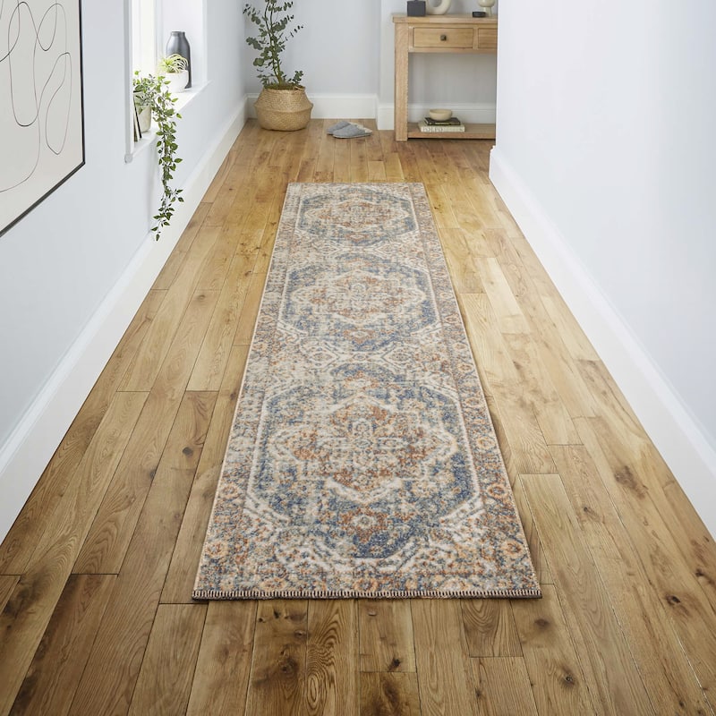 JONATHAN Y Pavel Bold Distressed Medallion Low-Pile Machine-Washable Area Rug