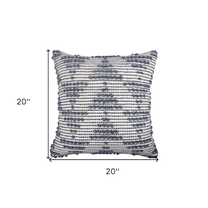 20" Navy and White Geometric Throw Pillow