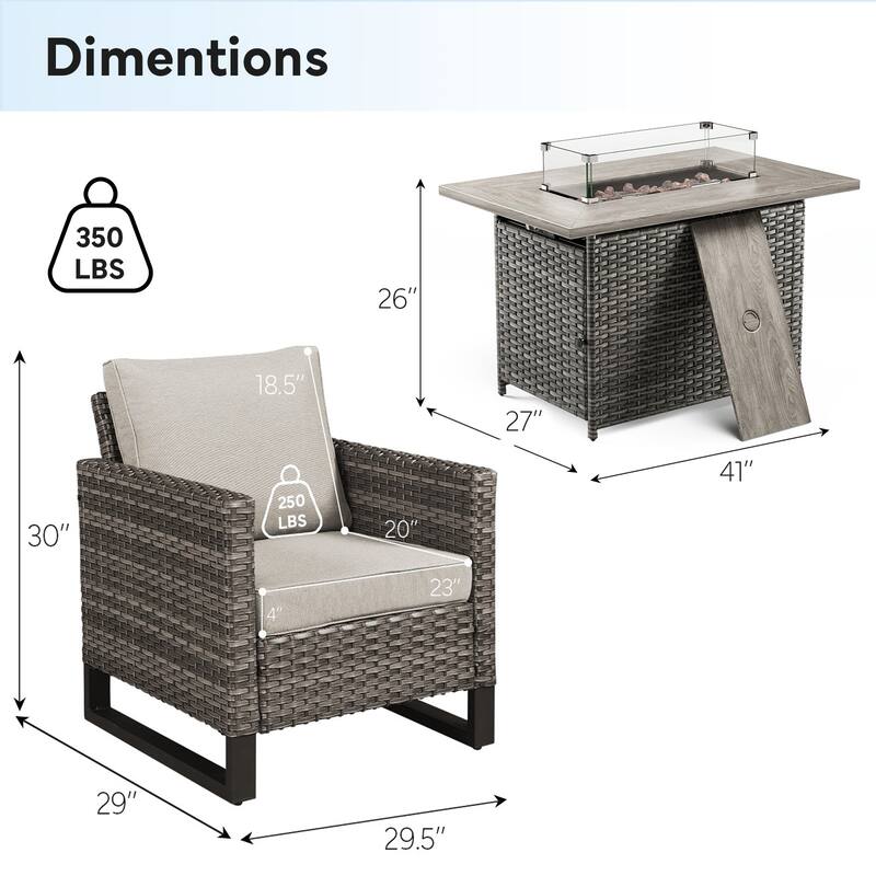 Outdoor Fire Pit Table with Patio Funiture