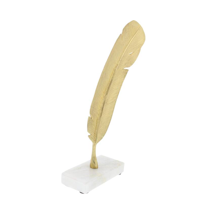Aluminum Metal Bird Feather Decorative Sculpture - Gold - CosmoLiving by Cosmopolitan