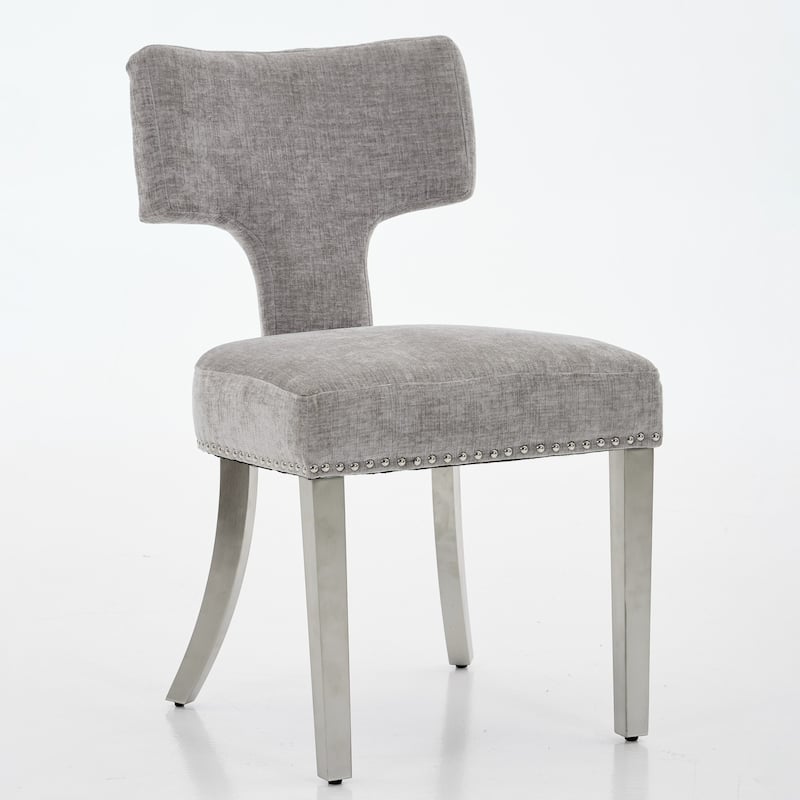 Modern Dining Chairs Set of 2, Farmhouse Upholstered Accent Chair with Curved Backrest
