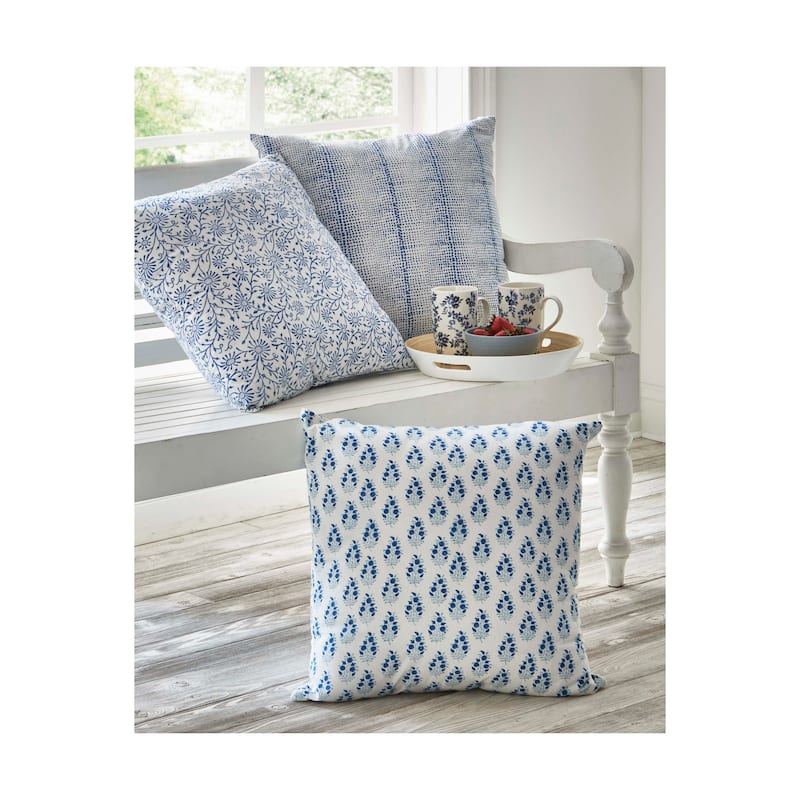 22"x22" Blue Irregular Dot Block Cotton Accent Decorative Throw Pillow Poly Filled Removable Insert Square - 22 x 22