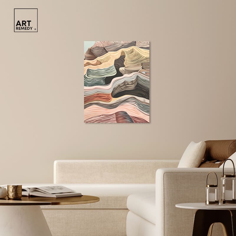 Art Remedy Coyote Tan Gallery Wrapped Boho Abstract 1 Piece Canvas Wall Art