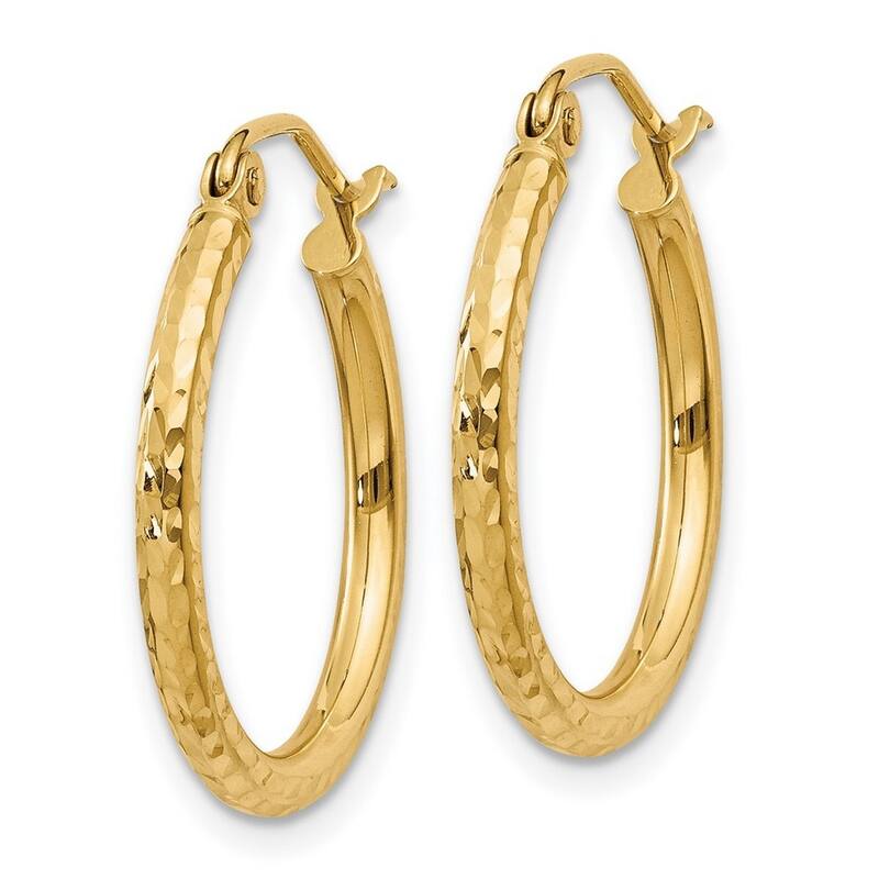 Curata 14k Yellow Gold Sparkle Cut Round Tube Hoop Earrings - 20x20mm