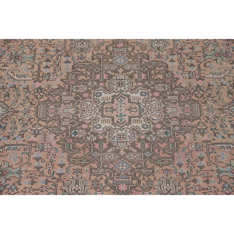 Tabriz Persian Vintage Rug Hand-Knotted Geometric Wool Carpet - 9'7"x 12'6"