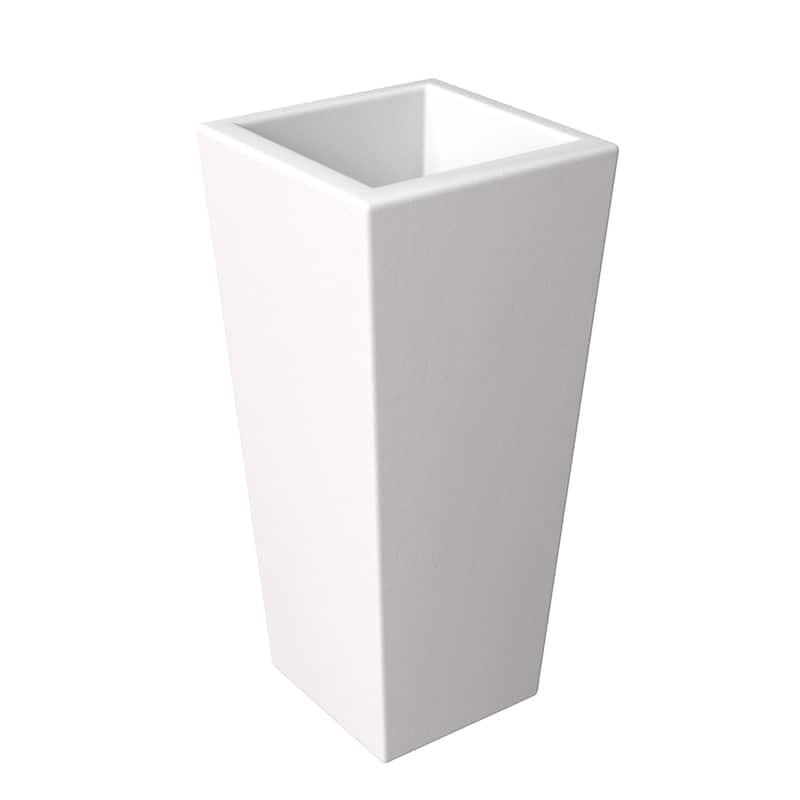 Orna Handcrafted Mid-Century Modern Fiberstone MGO Planter with Drainage, Weather-Resistant Indoor Outdoor Decorative Plant Pot - 36" Height - White