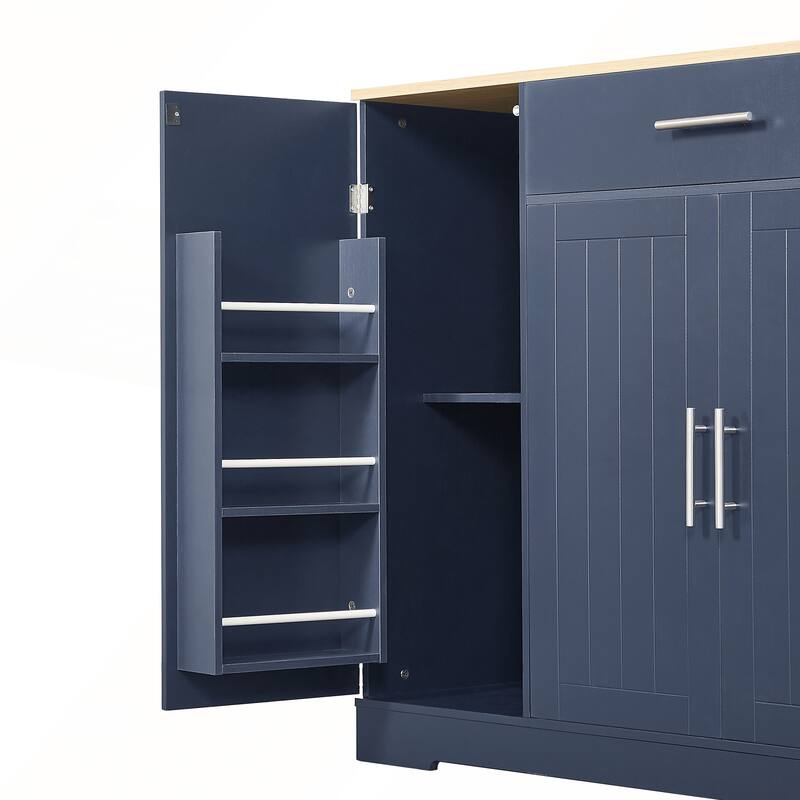 53inch Kitchen Storage Islands with Drawers and Trash Can Storage