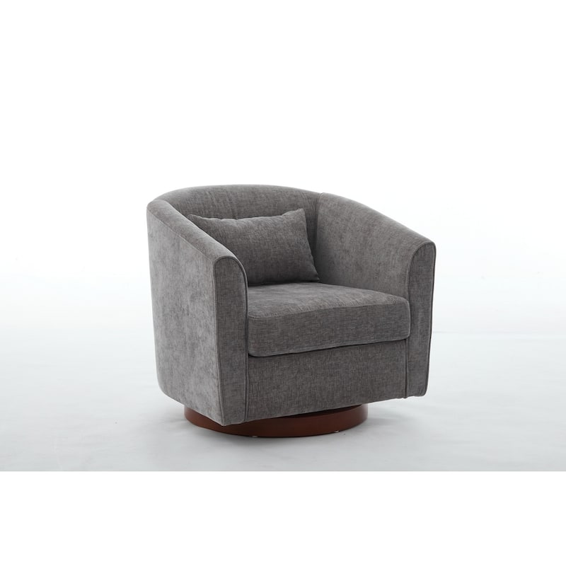Swivel Wide Upholstered Sofa Chairs with Wood Base Side