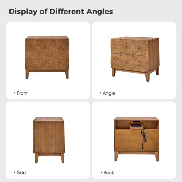 Ethel Mid-Century 2-Drawer Storage Nightstand with