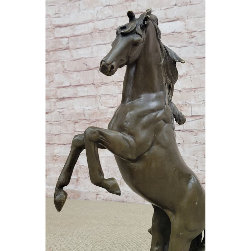 Rearing Stallion Imitative Horse Bronze Sculpture Statue Equestrian Imitative Horses Decor Signed Original Art