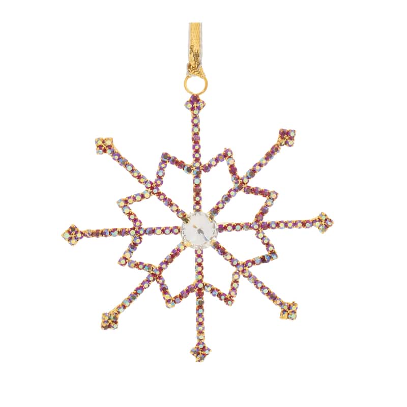 Jeweled Metal Snowflake Ornament (Set of 12) - N/A