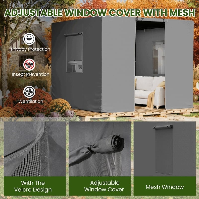 Outdoor Louvered Pergola with Optional Winter Cover Accessory | Adjustable Aluminum Hardtop Gazebo Includes Curtains & Netting