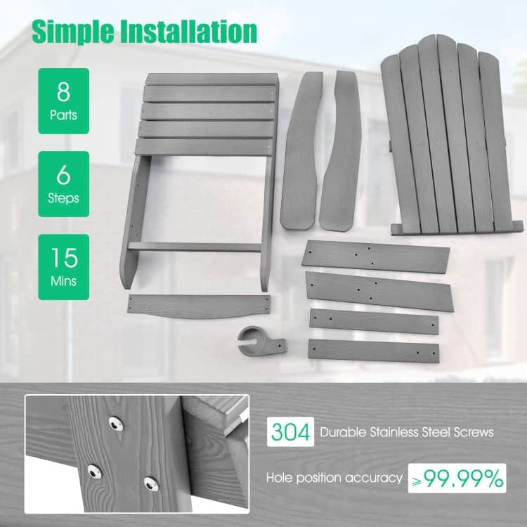 Weather Resistant HIPS Outdoor Adirondack Chair with Cup Holder - 33.4" x 30" x 37"