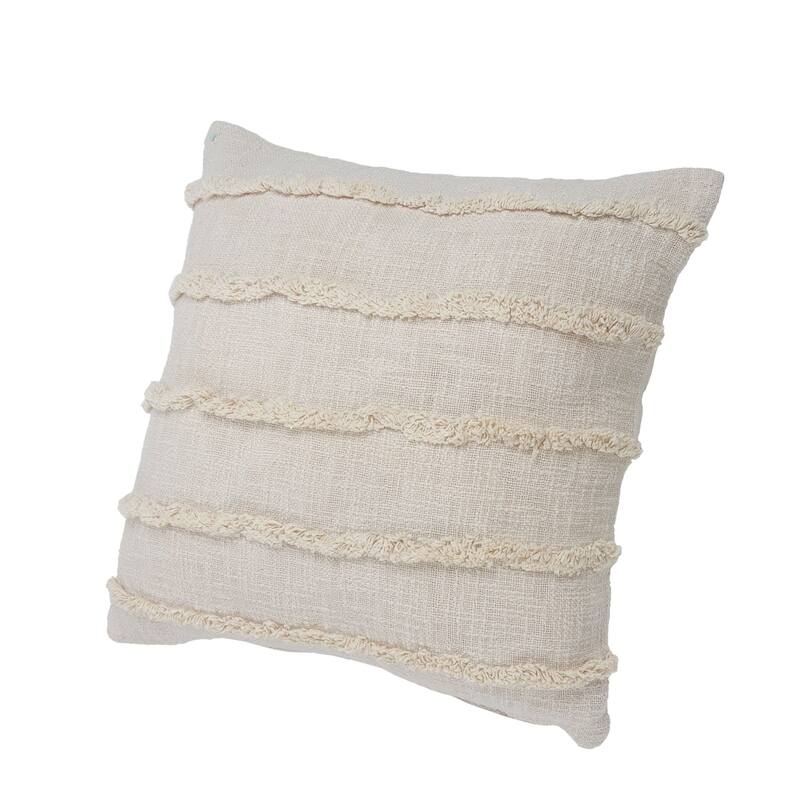 20" Ivory Overtufted Solid Square Throw Pillow