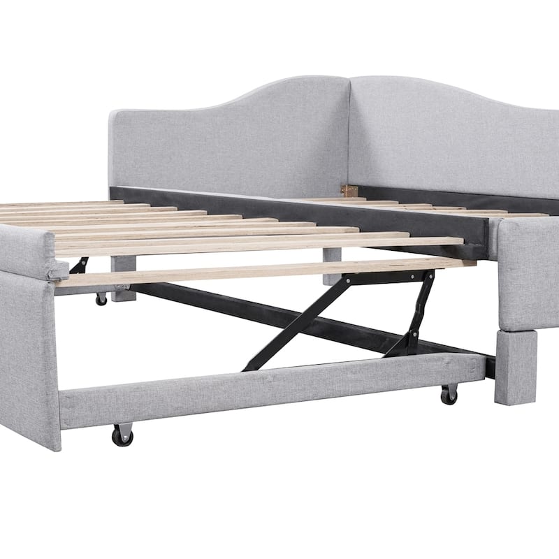 L-Shaped Upholstered Daybed with Pop Up Trundle
